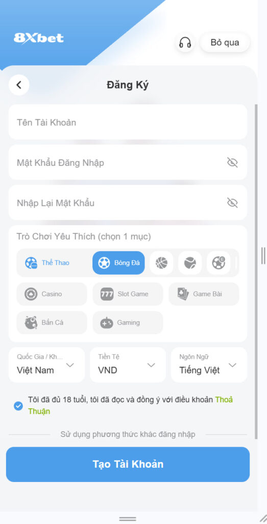 Quy trình đăng ký tài khoản